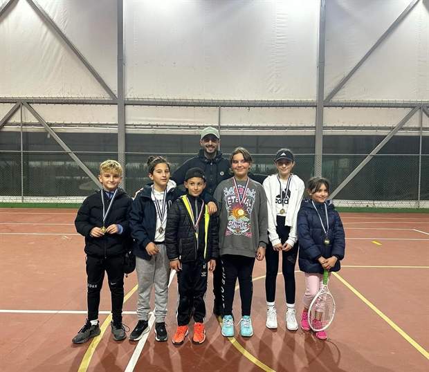 Young players after a mini tennis tournament